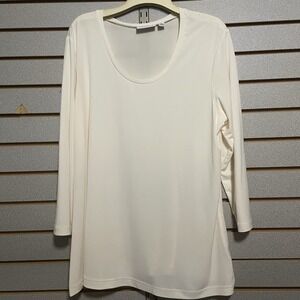 Susan Graver Essentials Large Long Sleeve Top Blouse‎ Shirt Liquid Knit